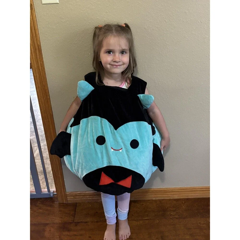 Squishmallows Costume Youth One Size Black Teal Vampire Dracula Plush‎ Tunic